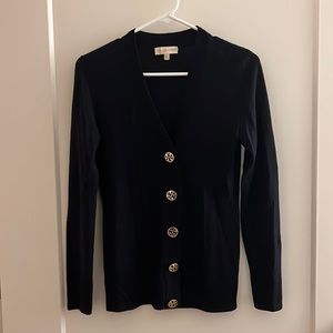 Tory Burch Wool Cardigan Navy Blue XS